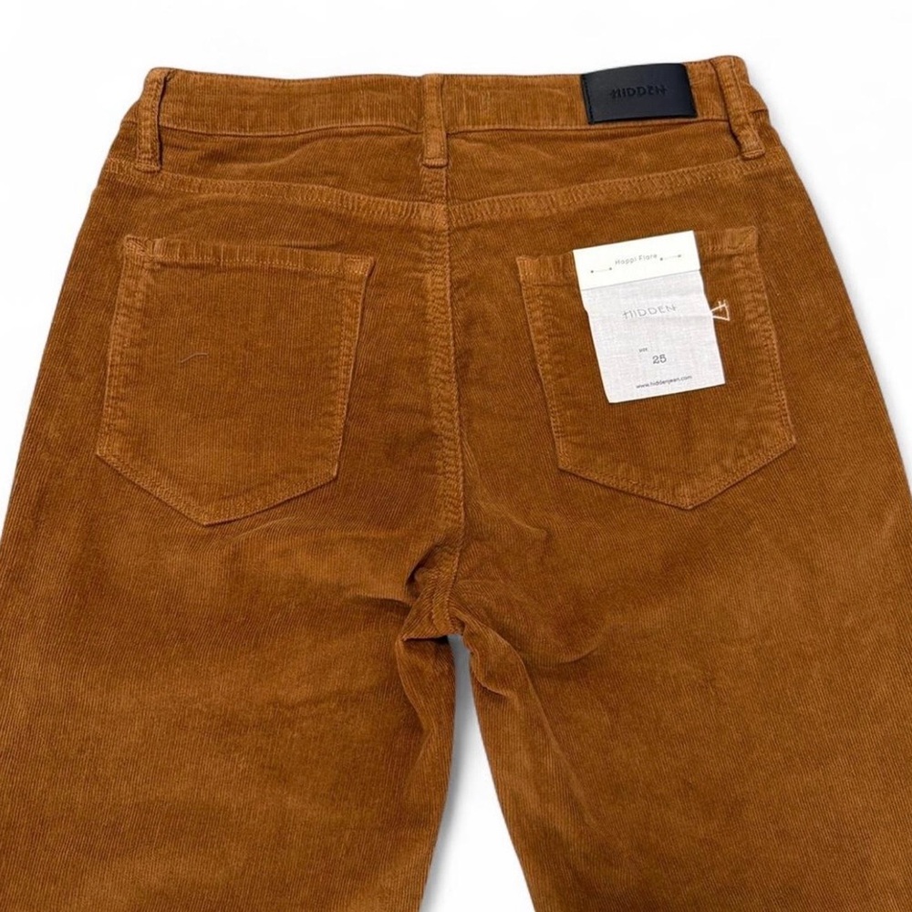 Size 25 HIDDEN Corduroy Flare Pants in Rust Camel Brown - Picture 8 of 8